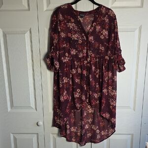Torrid Burgundy Floral Tunic SIZE 0
